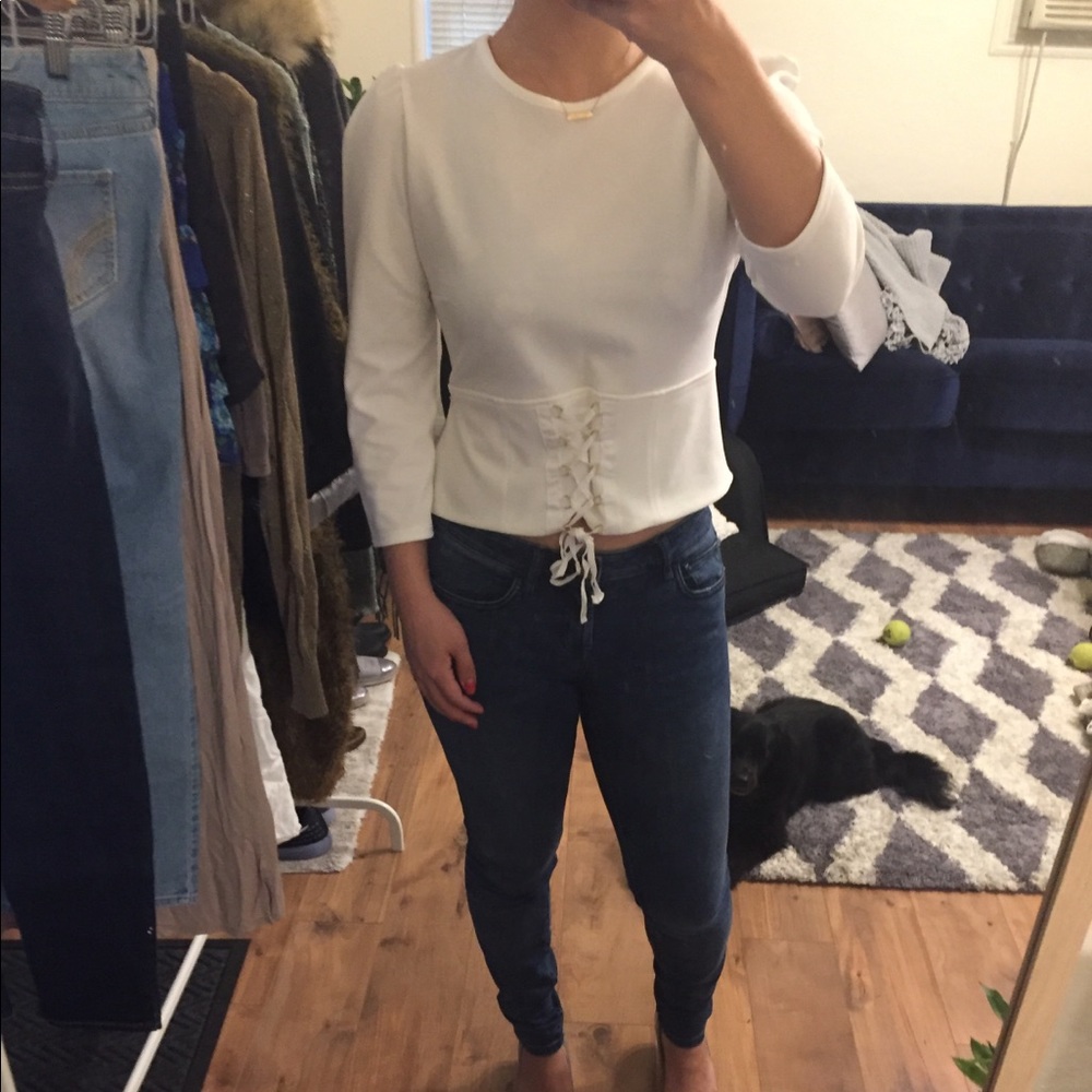 White Express corset style top